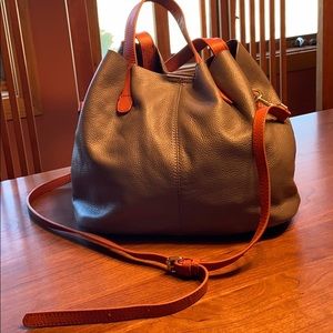 Grey and tan purse